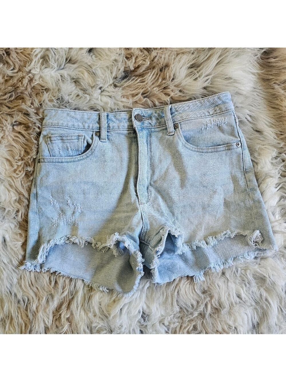 Just Black Blue Jean Shorts Raw Frayed Hem